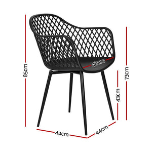 4PC Outdoor Dining Chairs | PP Lounge Chair | Patio Furniture | Garden | Black