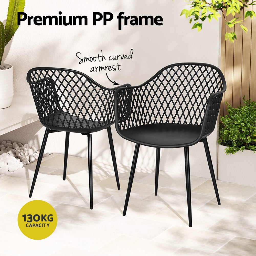 4PC Outdoor Dining Chairs | PP Lounge Chair | Patio Furniture | Garden | Black