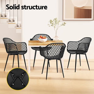 4PC Outdoor Dining Chairs | PP Lounge Chair | Patio Furniture | Garden | Black