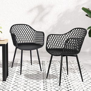 4PC Outdoor Dining Chairs | PP Lounge Chair | Patio Furniture | Garden | Black