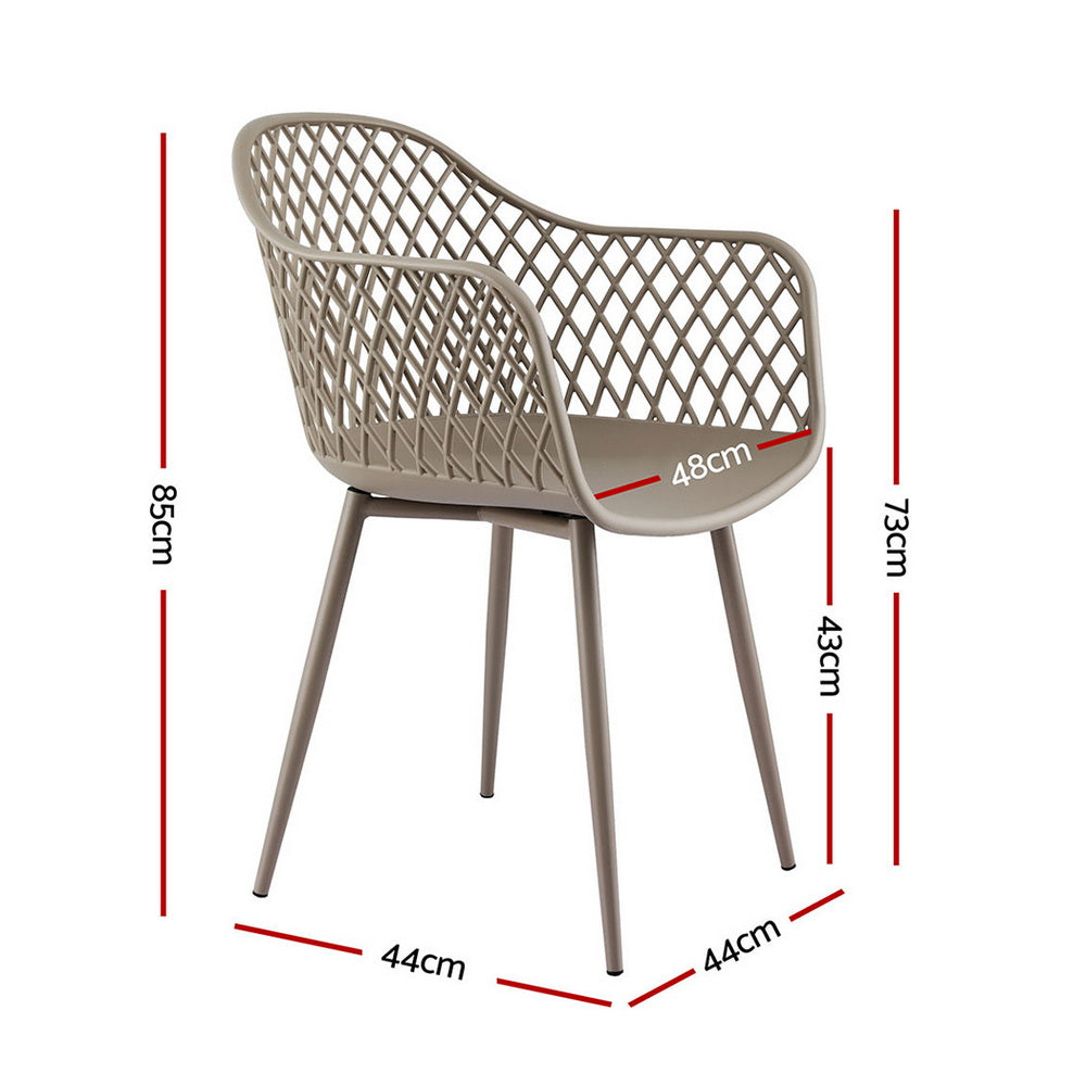 Outdoor Dining Chairs Set 4pc | PP Lounge Chairs | Coffee Colour