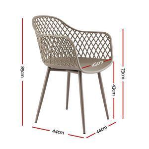 Outdoor Dining Chairs Set 4pc | PP Lounge Chairs | Coffee Colour