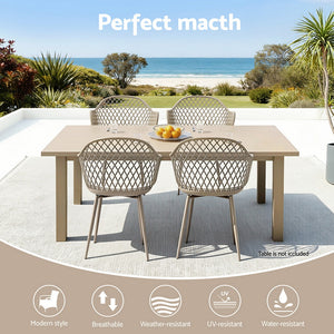 Outdoor Dining Chairs Set 4pc | PP Lounge Chairs | Coffee Colour