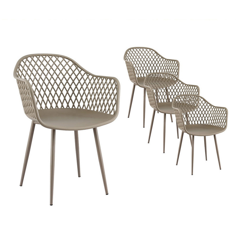 Outdoor Dining Chairs Set 4pc | PP Lounge Chairs | Coffee Colour