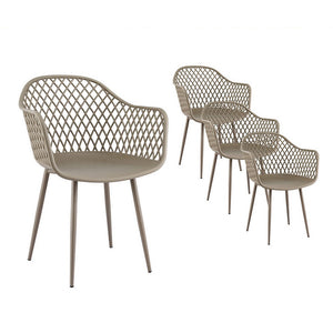 Outdoor Dining Chairs Set 4pc | PP Lounge Chairs | Coffee Colour
