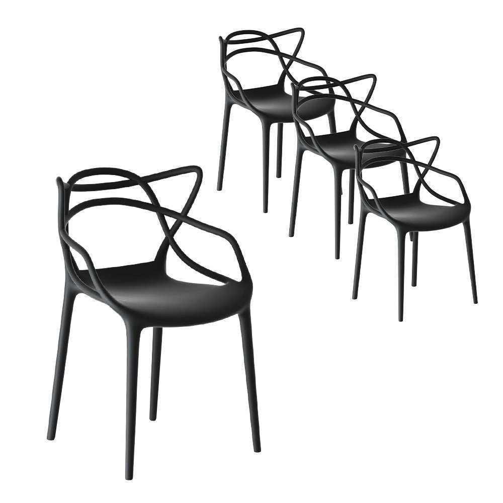 4PC Outdoor Dining Chairs | PP Portable Stackable Chair | Patio Furniture