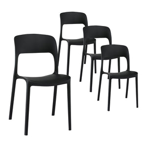 Outdoor Dining Chairs 4pc | Stackable PP Patio Furniture | Black