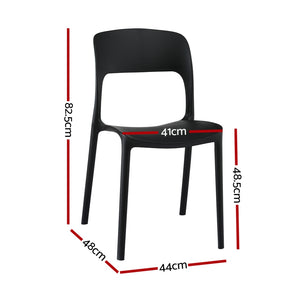 Outdoor Dining Chairs 4pc | Stackable PP Patio Furniture | Black