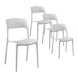 Outdoor Dining Chairs 4pc | Stackable PP Patio Furniture | White