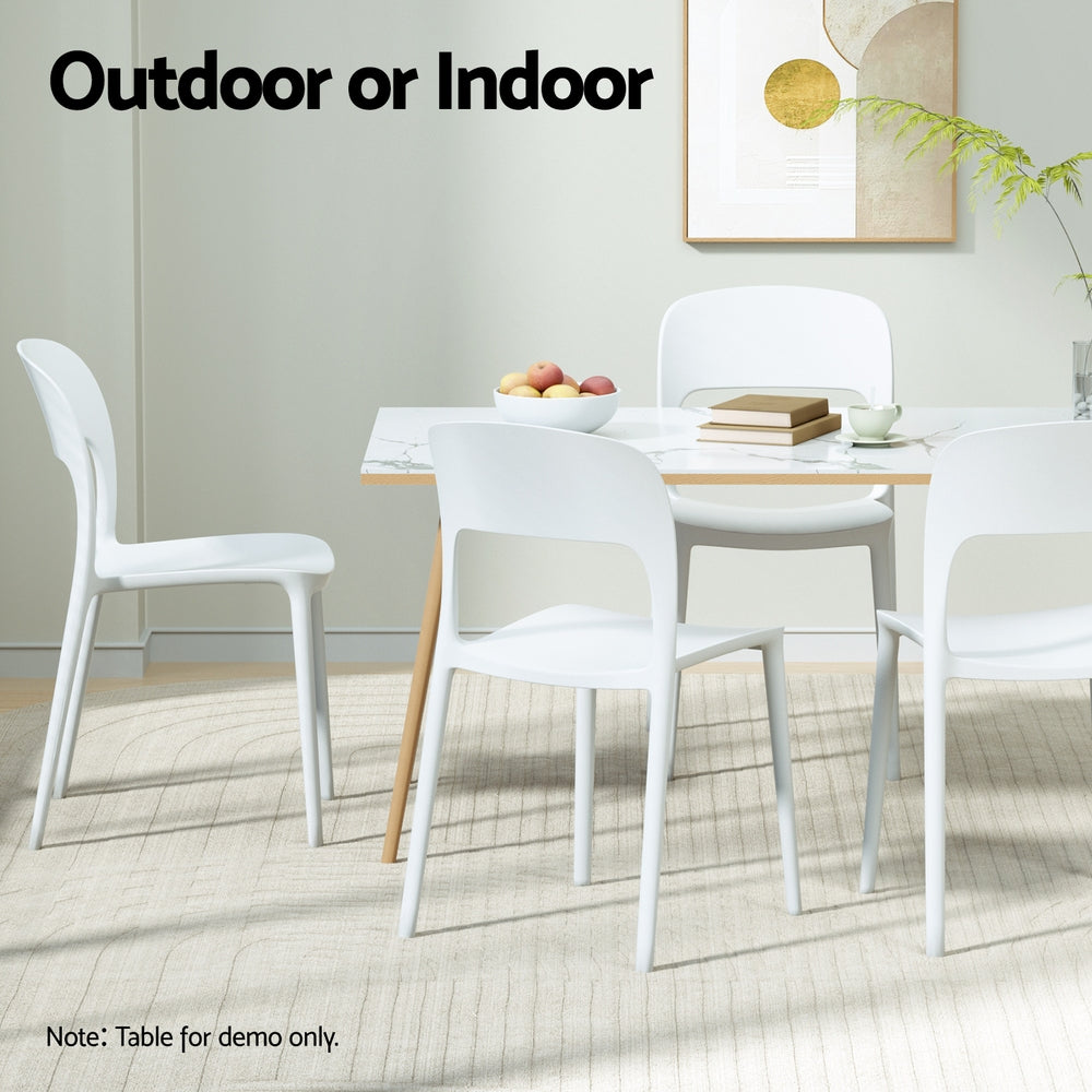 Outdoor Dining Chairs 4pc | Stackable PP Patio Furniture | White
