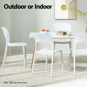 Outdoor Dining Chairs 4pc | Stackable PP Patio Furniture | White