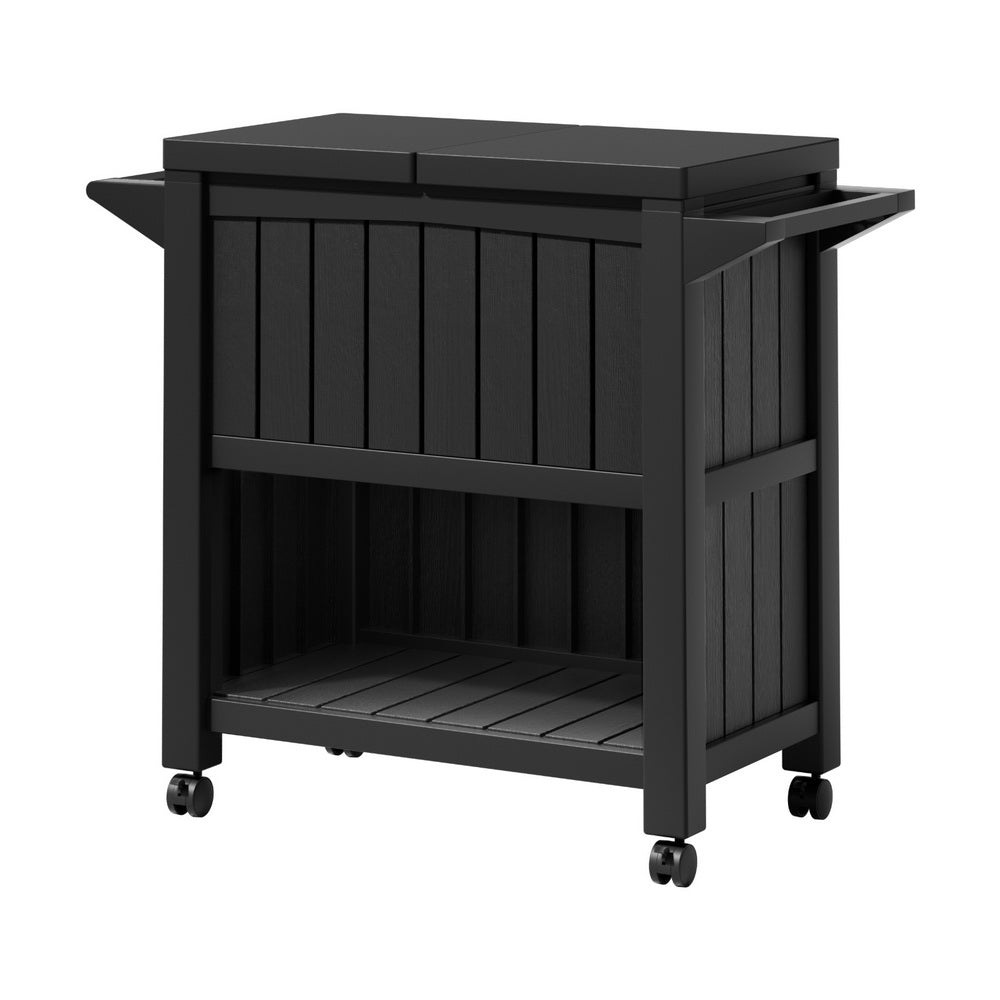Outdoor Storage Cabinet Box | 80L | Ice Bucket Cooler | Rolling Serving Cart | Kitchen Trolley