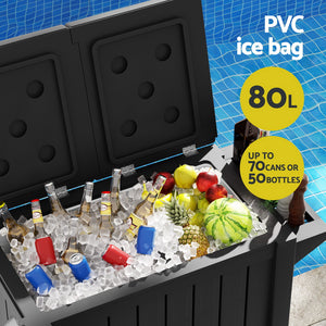 Outdoor Storage Cabinet Box | 80L | Ice Bucket Cooler | Rolling Serving Cart | Kitchen Trolley