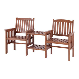 Outdoor Garden Bench | Loveseat Wooden Table & Chairs | Patio Furniture | Brown