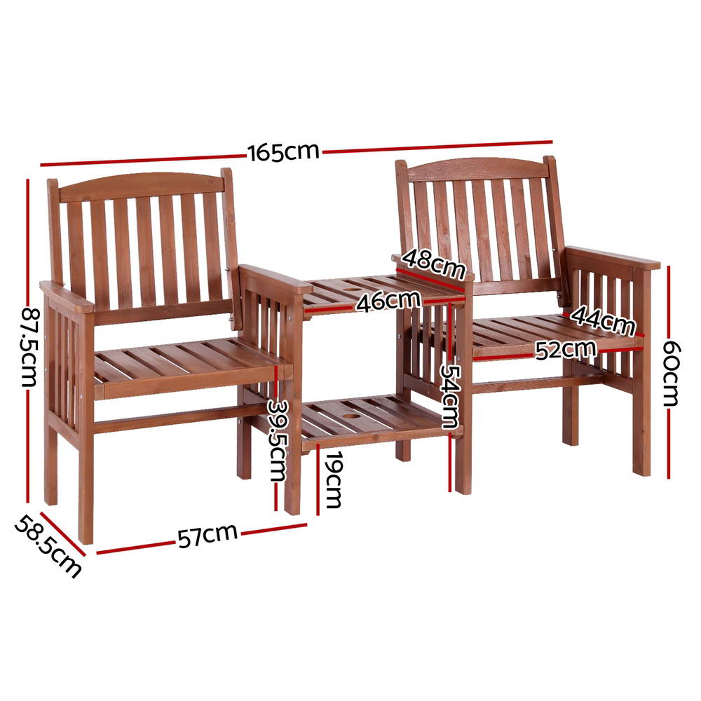 Outdoor Garden Bench | Loveseat Wooden Table & Chairs | Patio Furniture | Brown