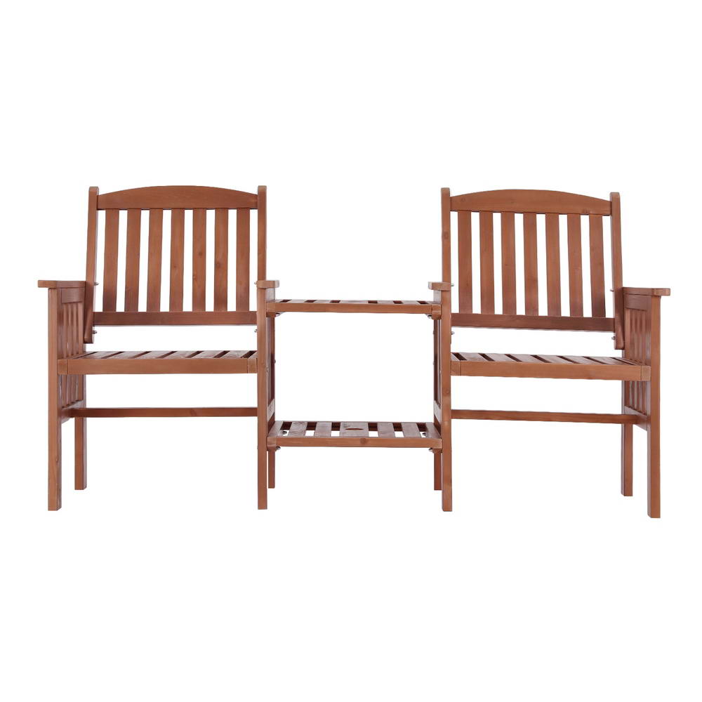 Outdoor Garden Bench | Loveseat Wooden Table & Chairs | Patio Furniture | Brown