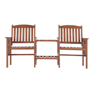 Outdoor Garden Bench | Loveseat Wooden Table & Chairs | Patio Furniture | Brown