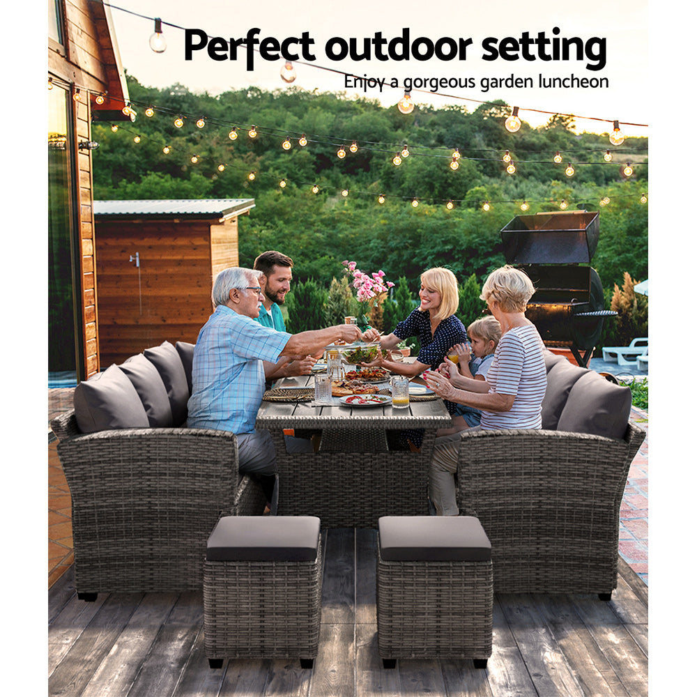 Outdoor Dining Set | Wicker Table Chairs | Setting | 8 Seater