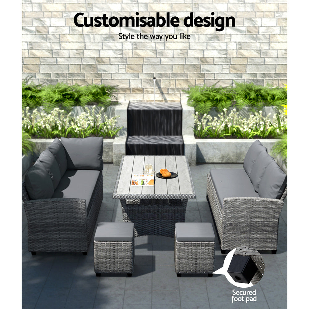 Outdoor Dining Set | Wicker Table Chairs | Setting | 8 Seater