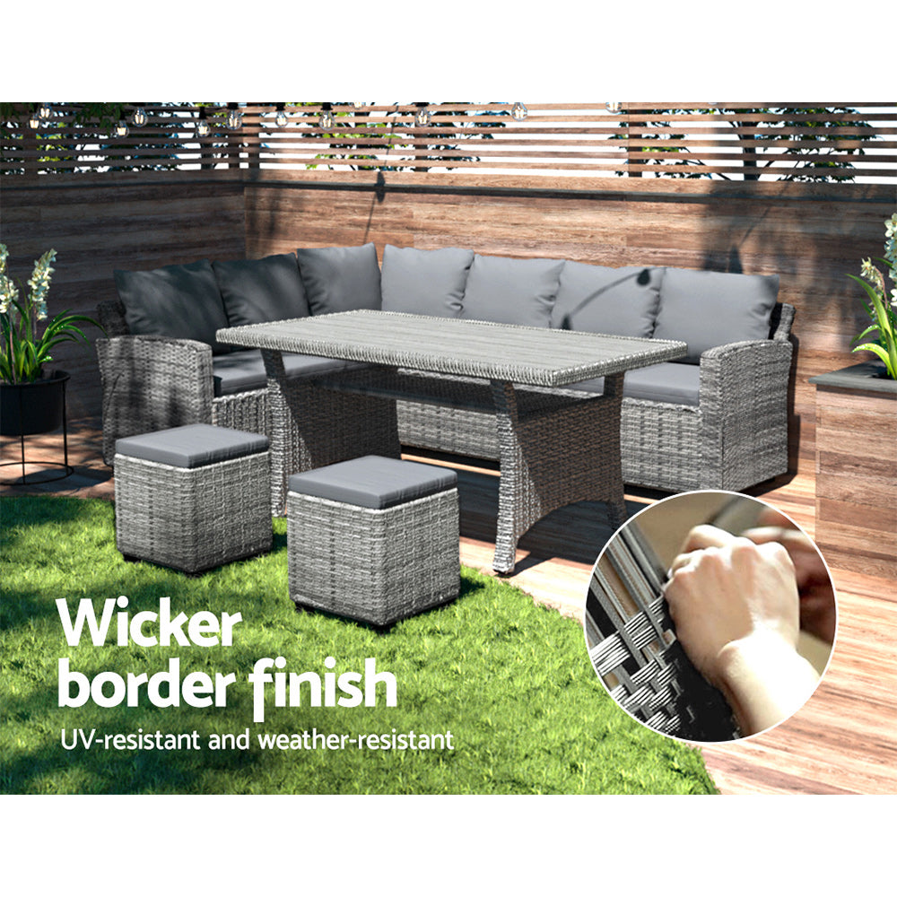 Outdoor Dining Set | Wicker Table Chairs | Setting | 8 Seater