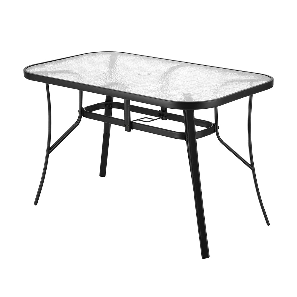 Gardeon Dining Table | 120CM | Outdoor | Steel Frame | Parasol Hole | Black