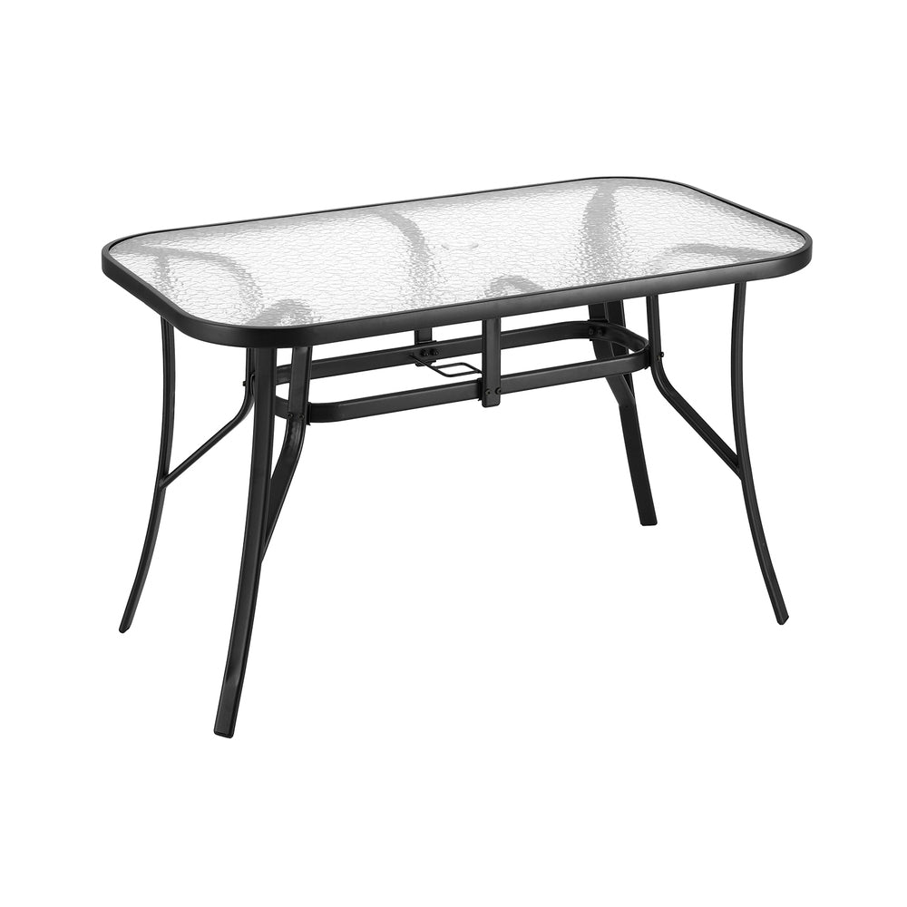 Gardeon Dining Table | 120CM | Outdoor | Steel Frame | Parasol Hole | Black