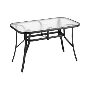 Gardeon Dining Table | 120CM | Outdoor | Steel Frame | Parasol Hole | Black