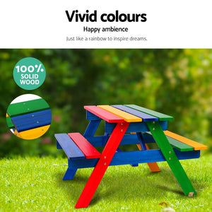 Wooden Picnic Table Set With Umbrella