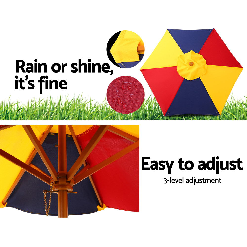 Wooden Picnic Table Set With Umbrella