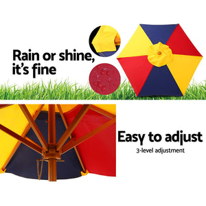 Wooden Picnic Table Set With Umbrella