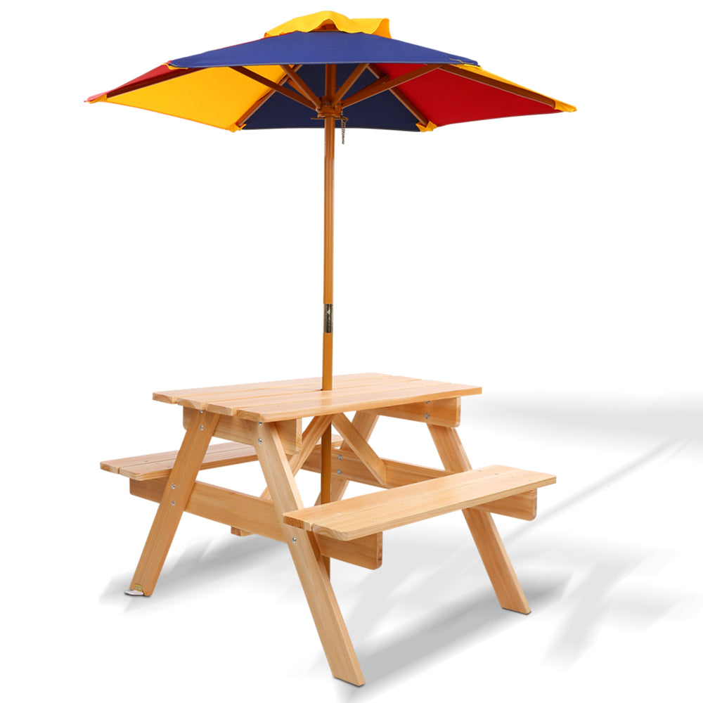 Wooden Picnic Table Set | With Umbrella