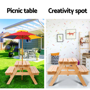 Wooden Picnic Table Set | With Umbrella