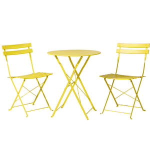 3PC Outdoor Bistro Set | Steel Table and Chairs | Patio Furniture | Yellow