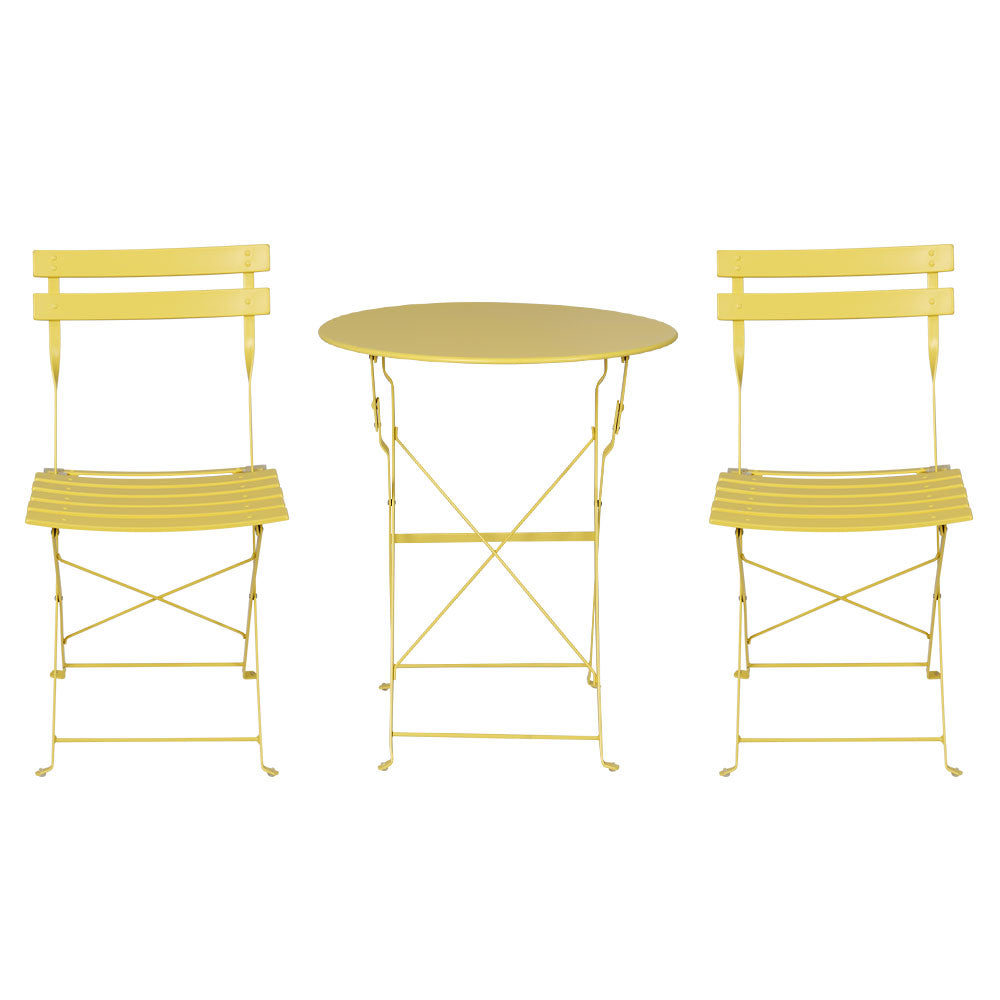 3PC Outdoor Bistro Set | Steel Table and Chairs | Patio Furniture | Yellow