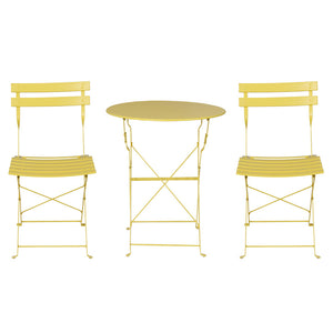 3PC Outdoor Bistro Set | Steel Table and Chairs | Patio Furniture | Yellow