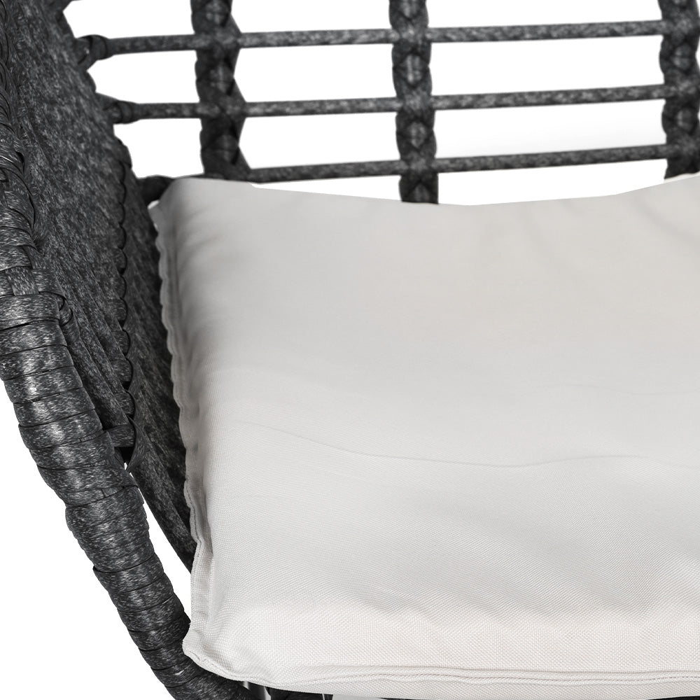 3PC Outdoor Furniture Bistro Set | Lounge Setting | Table Chairs | Cushion Patio | Grey