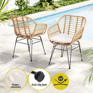 Gardeon Outdoor Furniture Bistro Set | 3PC | Lounge Setting Table Chairs | Cushion Patio | Grey