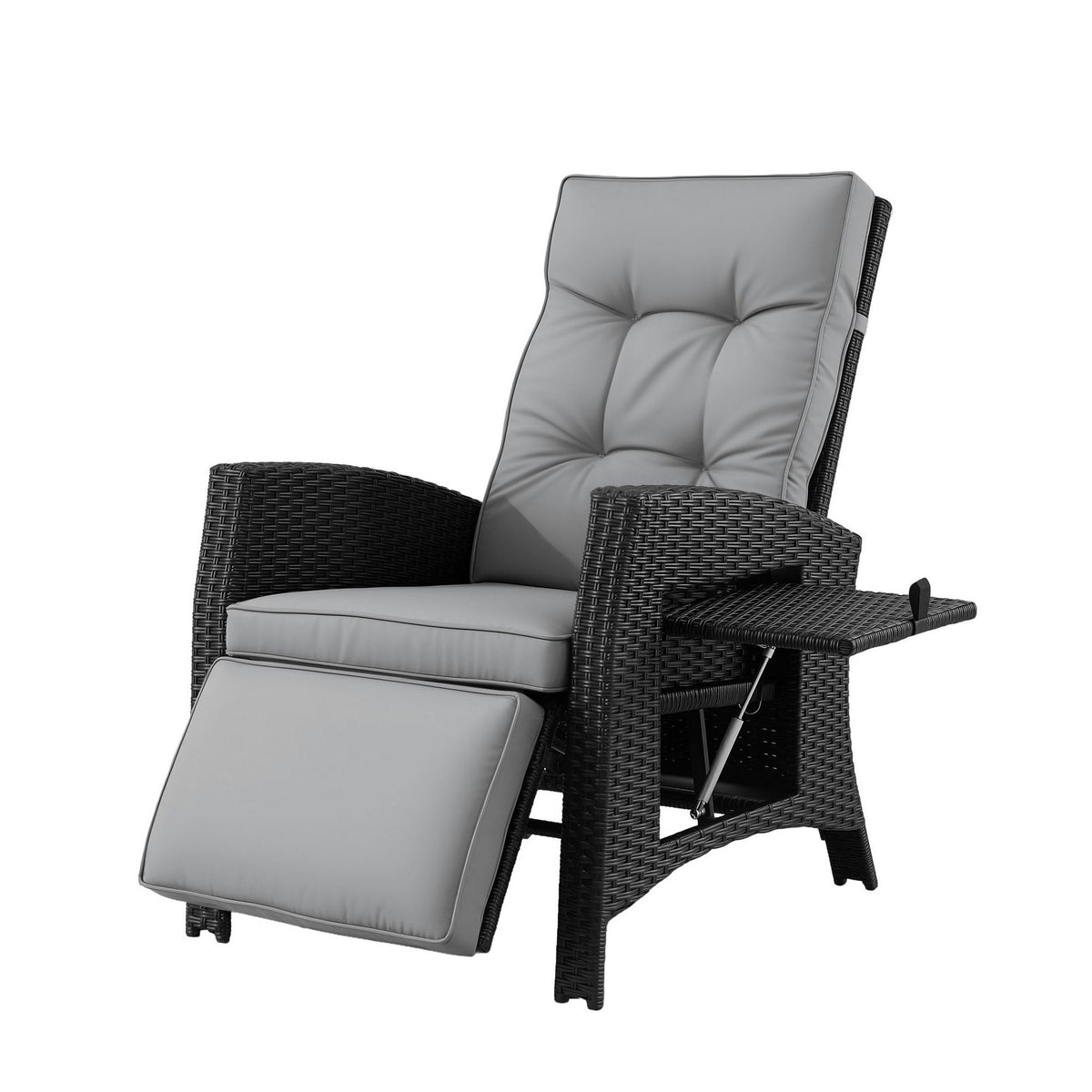 Outdoor Recliner Chair | Wicker Sun Lounger | Adjustable Patio Furniture | Black