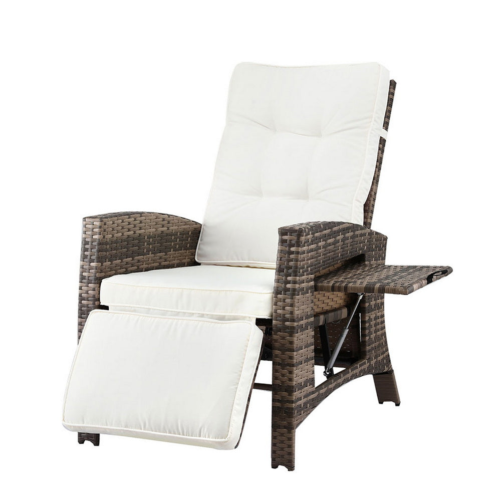 Outdoor Recliner Sun Lounger | Wicker | Adjustable | Brown
