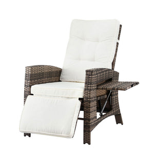 Outdoor Recliner Sun Lounger | Wicker | Adjustable | Brown