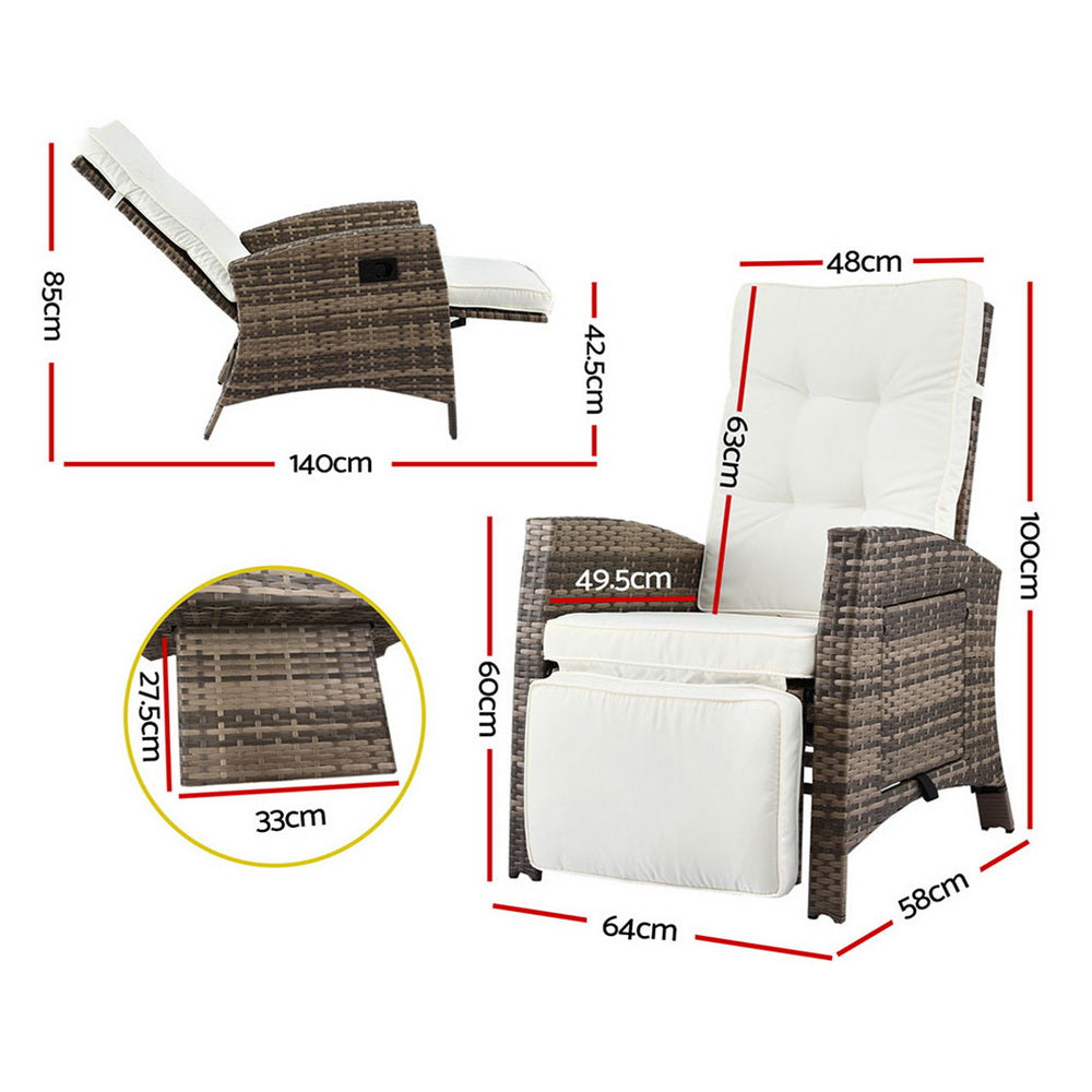 Outdoor Recliner Sun Lounger | Wicker | Adjustable | Brown
