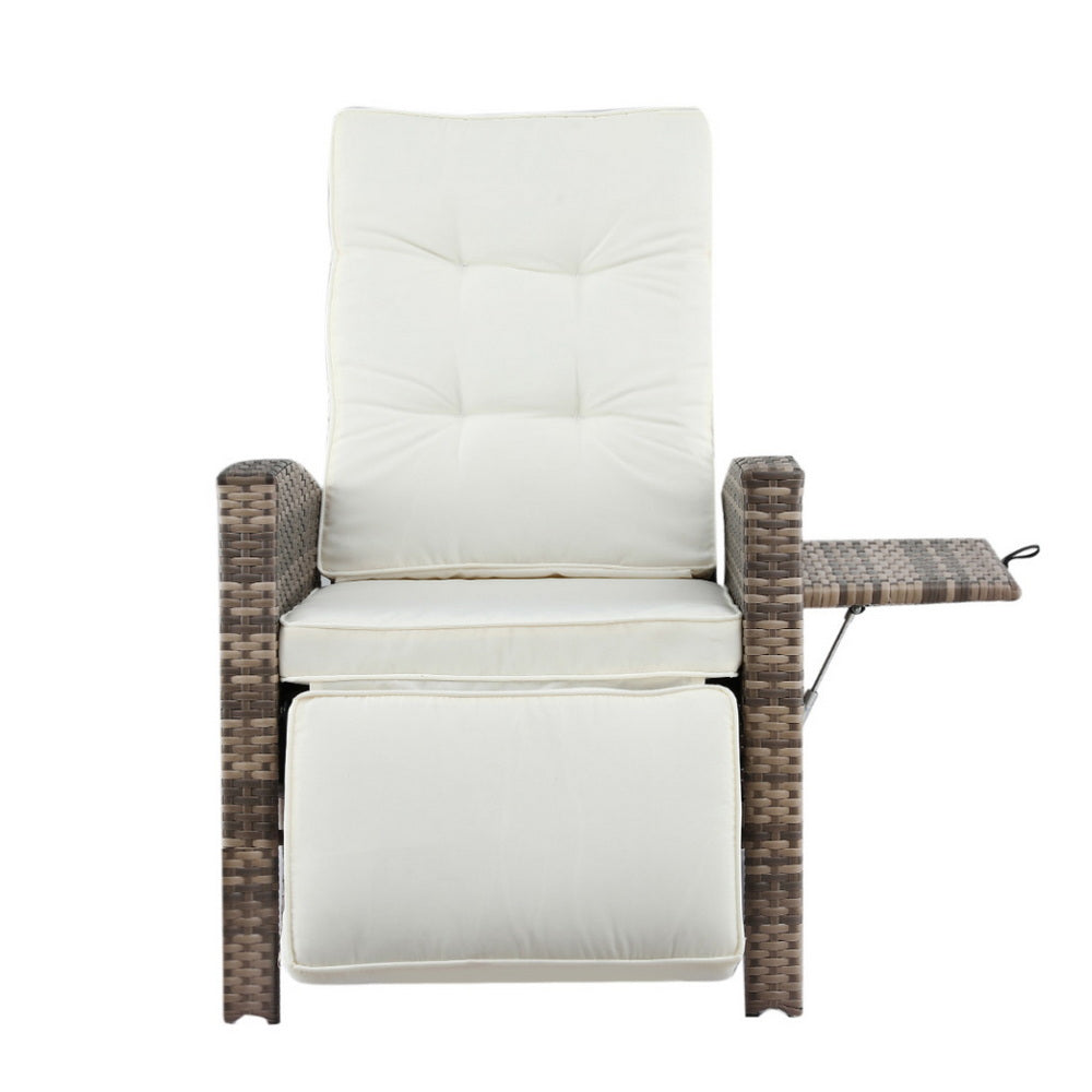 Outdoor Recliner Sun Lounger | Wicker | Adjustable | Brown