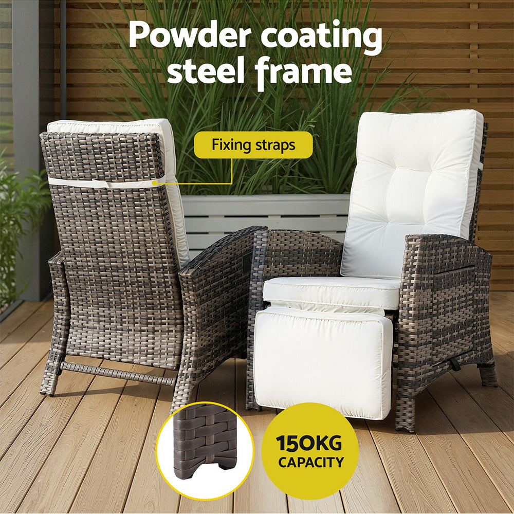 Outdoor Recliner Sun Lounger | Wicker | Adjustable | Brown