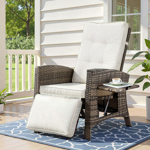 Outdoor Recliner Sun Lounger | Wicker | Adjustable | Brown