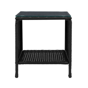 Coffee Side Table | Wicker Desk | Rattan Outdoor Furniture | Garden | Black