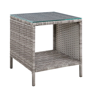 Coffee Side Table | Wicker Desk | Rattan Outdoor Furniture | Garden | Grey