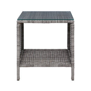 Coffee Side Table | Wicker Desk | Rattan Outdoor Furniture | Garden | Grey