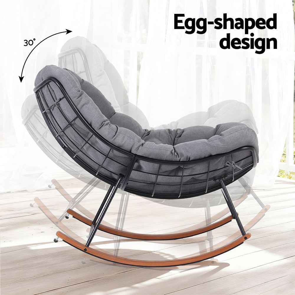 Outdoor Rocking Chair | Papasan Recliner | Patio Lounge Setting