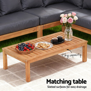 Outdoor Wooden Sofa Set | 5 Seater | Built-In Side Table | 4 Piece Set