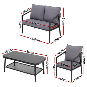 4 Seater Outdoor Sofa Set | 4PCS | Table & Chair Setting | Patio Furniture